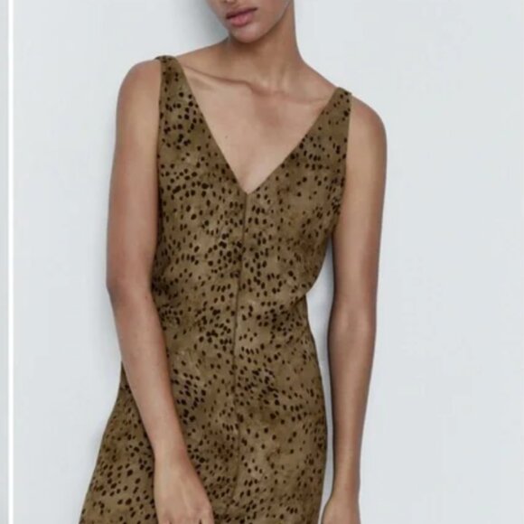 Massimo Dutti Stappy Spot Print Dress Size 4 - Picture 3 of 5